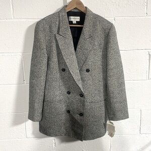 Liz Claiborne Vintage Women Herringbone Cotton |Wool Blend Blazer Sz 8